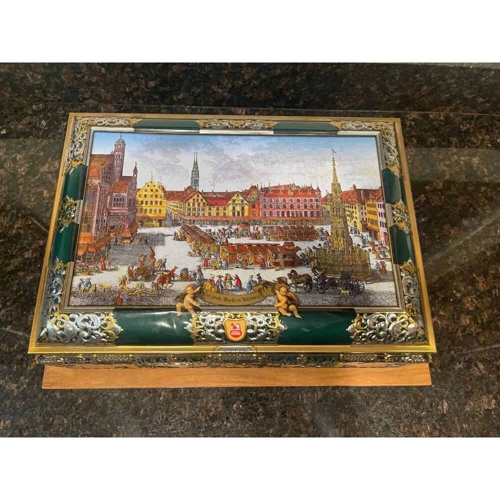 E Otto Schmidt Biscuit Tin Box Germany Nuremberg Market